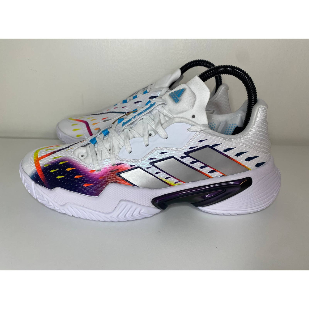NEW ADIDAS BARRICADE TENNIS SHOES SNEAKERS WHITE IRIDESCENT BLUE GW3817 SZ 7